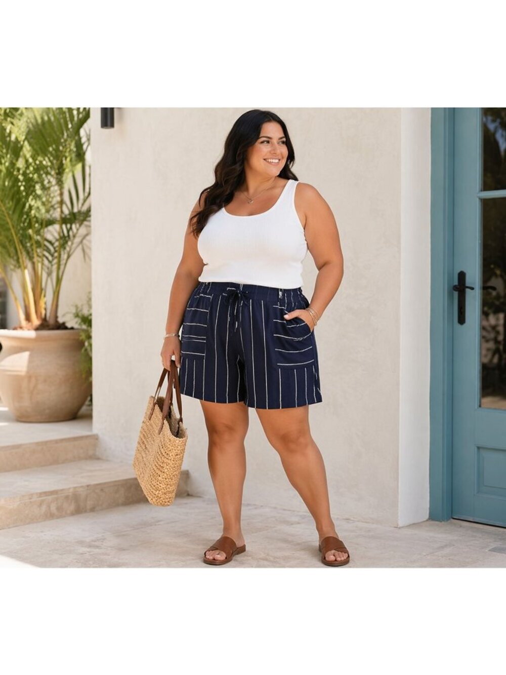 Maurices Women’s Navy Casual Shorts Size XXL Pull-On Summer Comfort Plus Size Re